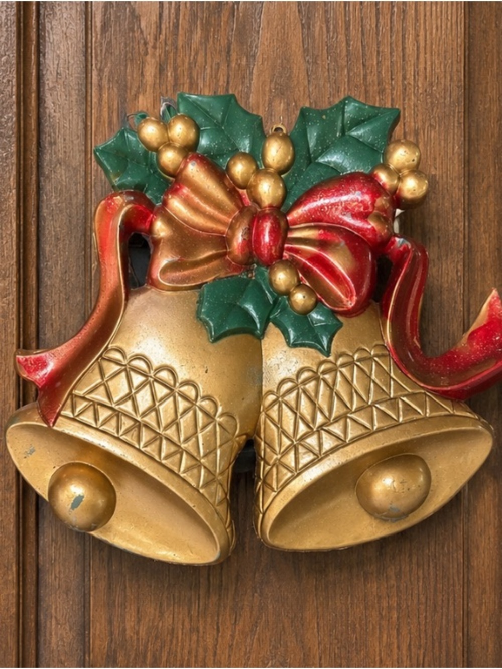 Vintage Christmas Bells Plastic Molded Wall Door decor
